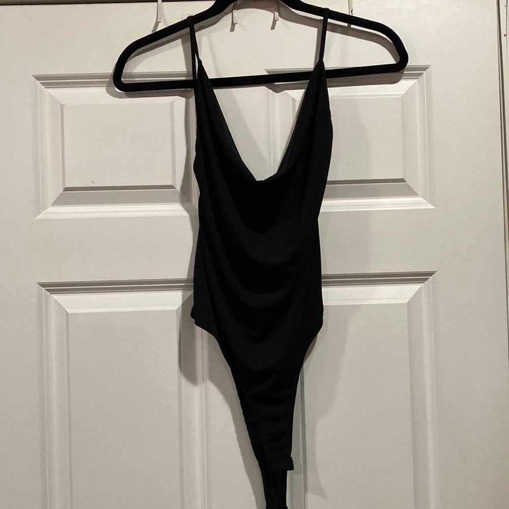 Black Cowl Neck Top